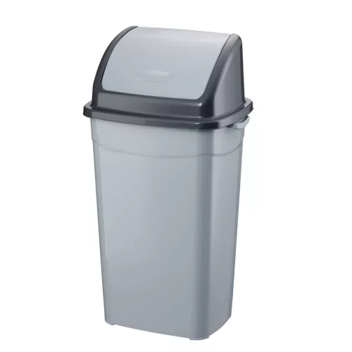 Planet Billenőfedeles szemetes kuka, műanyag, szürke/antracit, 70 L