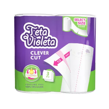   VIOLETA háztartási papírtörlő PIKNIK CLEVER CUT 3 rétegű, 2 tekercs
